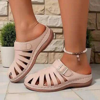 Women's Closed-Toe Stylish and Easy Hollow Design Mules