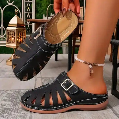 Women's Closed-Toe Stylish and Easy Hollow Design Mules